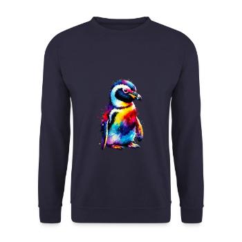 Splash Art coloré pingouin amant pingouins - Sweat-shirt Unisexe - marine - Devant - Alina (178cm) & Michal (187cm)