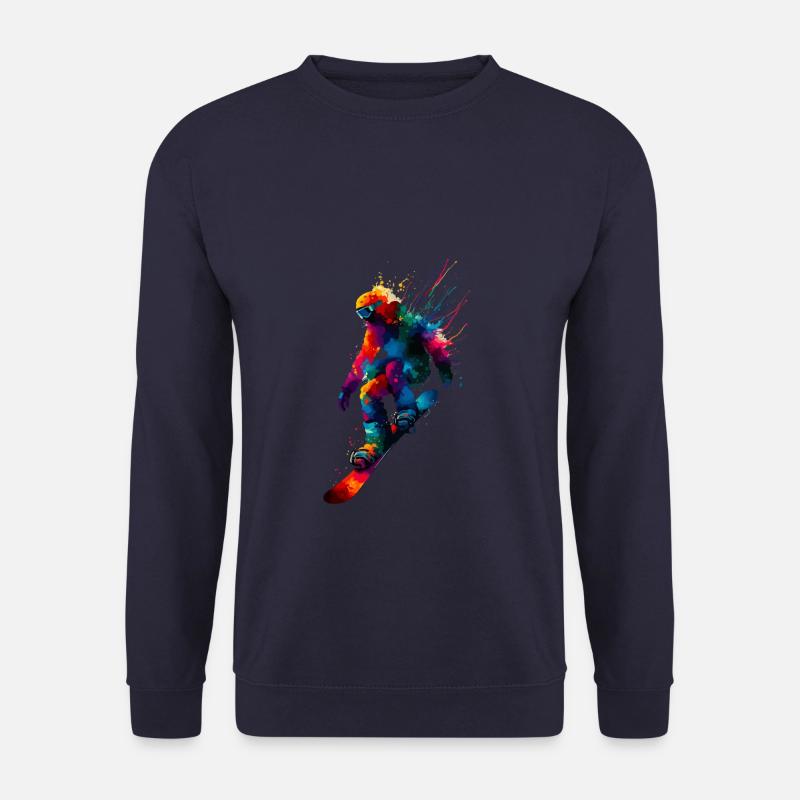 Bunte Splash Art Snowboarding Snowboard - Unisex Pullover - Navy