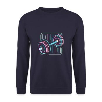 Langhantelgewichte Gewichtheben Gewichtheber Fitnessstudio - Unisex Pullover - Navy - Vorne - Alina (178cm) & Michal (187cm)