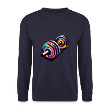 Colorful Pop Art Weights Weightlifting - Unisex Sweatshirt - navy - Front - Alina (178cm) & Michal (187cm)