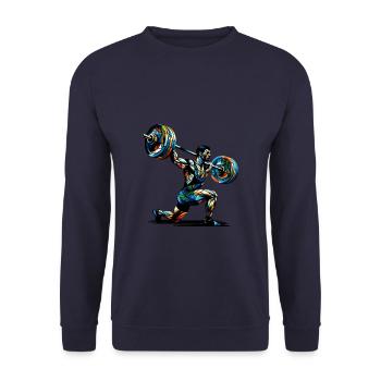 Polygon Art Weightlifter Weights Weightlifting Gym - Unisex Sweatshirt - navy - Front - Alina (178cm) & Michal (187cm)