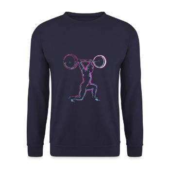Weightlifter Weights Weightlifting Gym - Unisex Sweatshirt - navy - Front - Alina (178cm) & Michal (187cm)