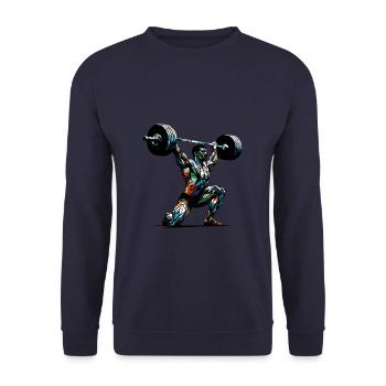 Polygon Art Weightlifter Weights Weightlifting Gym - Unisex Sweatshirt - navy - Front - Alina (178cm) & Michal (187cm)