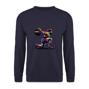 Colorful Pop Art Weightlifter Weights - Unisex Sweatshirt - navy - Front - Alina (178cm) & Michal (187cm)