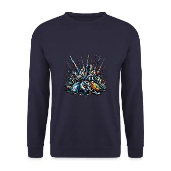 Polygon Art Fishing Rod Fish Angler Fisherman - Unisex Sweatshirt - navy - Front - Alina (178cm) & Michal (187cm)