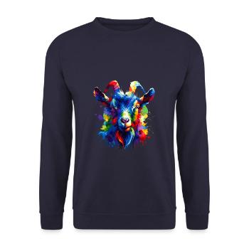 Colorful Splash Art Goats Farm Animal Goat Lover - Unisex Sweatshirt - navy - Front - Alina (178cm) & Michal (187cm)