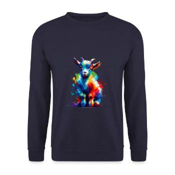 Colorful Splash Art Goats Farm Animal Goat Lover - Unisex Sweatshirt - navy - Front - Alina (178cm) & Michal (187cm)
