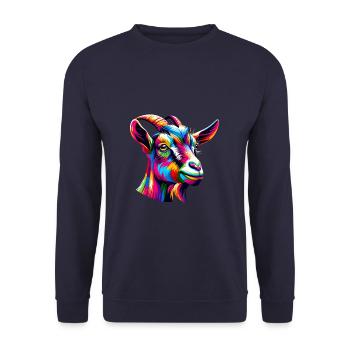 Colorful Pop Art Goats Farm Animal Goat Lover - Unisex Sweatshirt - navy - Front - Alina (178cm) & Michal (187cm)