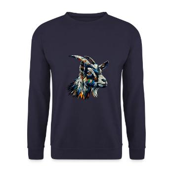 Polygon Art Ziegen Bauernhoftier Ziegenliebhaber - Unisex Pullover - Navy - Vorne - Alina (178cm) & Michal (187cm)
