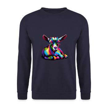 Colorful Pop Art Goats Farm Animal Goat Lover - Unisex Sweatshirt - navy - Front - Alina (178cm) & Michal (187cm)