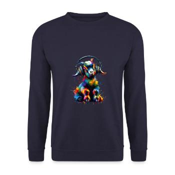 Bunte Splash Art Kopfhörer Ziegen Bauernhof Tier - Unisex Pullover - Navy - Vorne - Alina (178cm) & Michal (187cm)