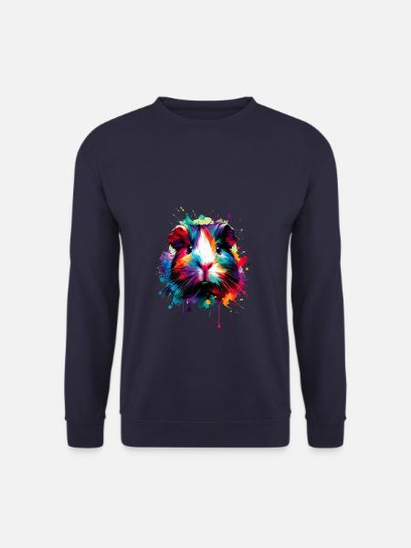 Bunte Splash Art Meerschweinchen-Liebhaber Meerschweinchen - Unisex Pullover - Navy