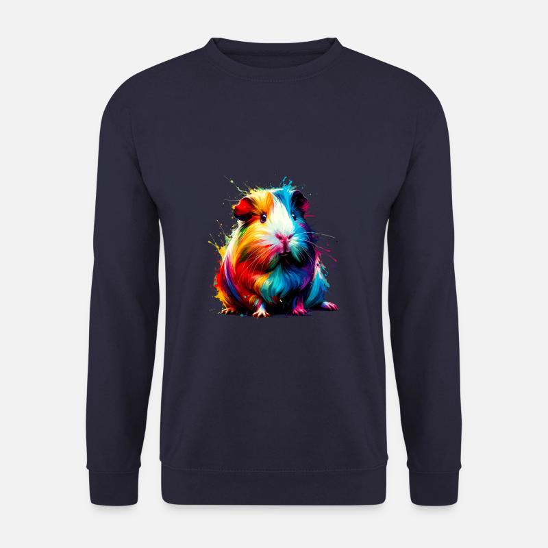 Bunte Splash Art Meerschweinchen-Liebhaber Meerschweinchen - Unisex Pullover - Navy