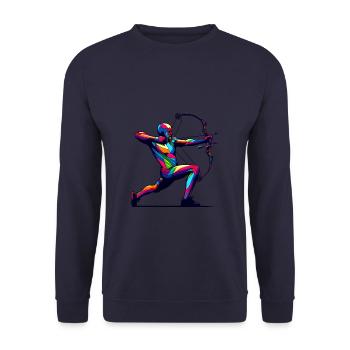 Colorful Pop Art Archer Archery Bow And Arrow - Unisex Sweatshirt - navy - Front - Alina (178cm) & Michal (187cm)
