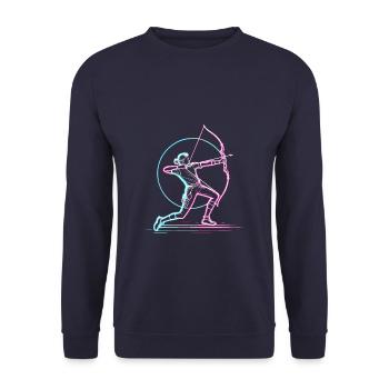 Bogenschütze Bogenschießen Bogen und Pfeil Bogenschützen - Unisex Pullover - Navy - Vorne - Alina (178cm) & Michal (187cm)