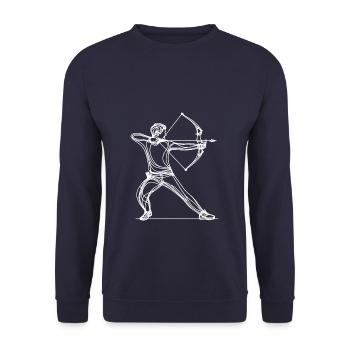 Line Art Archer Archery Bow And Arrow Archers - Unisex Sweatshirt - navy - Front - Alina (178cm) & Michal (187cm)