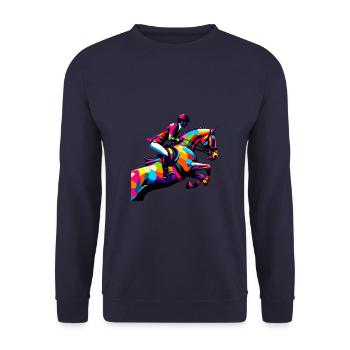 Pop Art Horseback Riding Horses Equestrian Horse - Unisex Sweatshirt - navy - Front - Alina (178cm) & Michal (187cm)