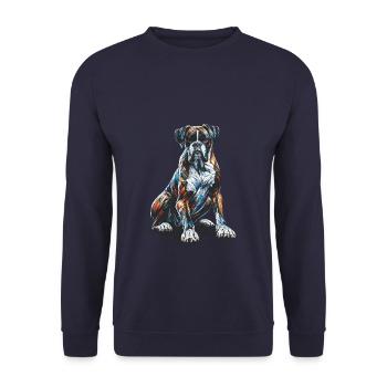 Polygon Art Boxer Hund Boxer - Unisex Pullover - Navy - Vorne - Alina (178cm) & Michal (187cm)