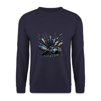 Polygon Art Ice Fishing Fish Fisherman Angler - Unisex Sweatshirt - navy - Front - Alina (178cm) & Michal (187cm)
