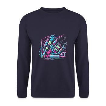 Eisfischen Fisch Fischer Angler - Unisex Pullover - Navy - Vorne - Alina (178cm) & Michal (187cm)