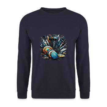 Polygon Art Frisbee Disc Golf joueur volants disques - Sweat-shirt Unisexe - marine - Devant - Alina (178cm) & Michal (187cm)