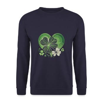 Shamrock Heart Irischer St. Patricks Day Schabernack - Unisex Pullover - Navy - Vorne - Alina (178cm) & Michal (187cm)