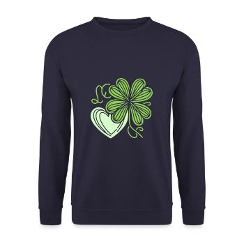 Kleeblattherz Irischer St. Patricks-Day-Schabernack - Unisex Pullover - Navy - Vorne - Alina (178cm) & Michal (187cm)