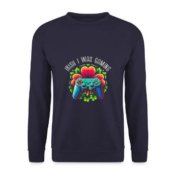 Irish I Was Gaming St Patricks Day Video Gamer - Unisex Sweatshirt - navy - Front - Alina (178cm) & Michal (187cm)