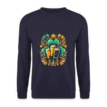 Kleeblatt Irischer St. Patricks Day Bier trinken Heiliger - Unisex Pullover - Navy - Vorne - Alina (178cm) & Michal (187cm)