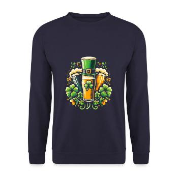 Shamrock irlandais St Patricks Boire de la bière - Sweat-shirt Unisexe - marine - Devant - Alina (178cm) & Michal (187cm)