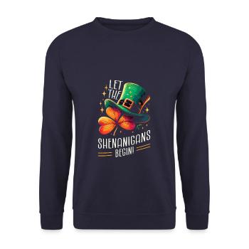 Lass die Spielereien, die mit dem Kobold beginnen, Hut St - Unisex Pullover - Navy - Vorne - Alina (178cm) & Michal (187cm)