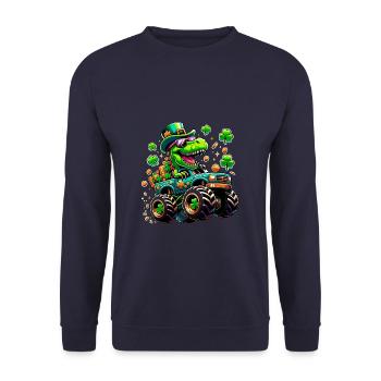 St Patricks jour dinosaure Leprechaun Monster Truck - Sweat-shirt Unisexe - marine - Devant - Alina (178cm) & Michal (187cm)