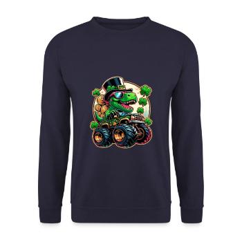 St Patricks jour dinosaure Leprechaun Monster Truck - Sweat-shirt Unisexe - marine - Devant - Alina (178cm) & Michal (187cm)