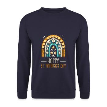 Joyeuse Saint-Patrick Shamrock - Sweat-shirt Unisexe - marine - Devant - Alina (178cm) & Michal (187cm)
