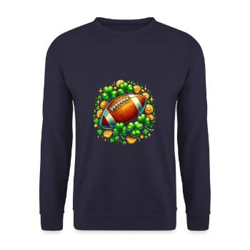 Fußball Kleeblatt St. Patricks Day Fußballer Heiliger - Unisex Pullover - Navy - Vorne - Alina (178cm) & Michal (187cm)