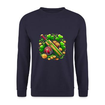 Cricket Kleeblatt St. Patricks Day Cricketspieler Heiliger - Unisex Pullover - Navy - Vorne - Alina (178cm) & Michal (187cm)