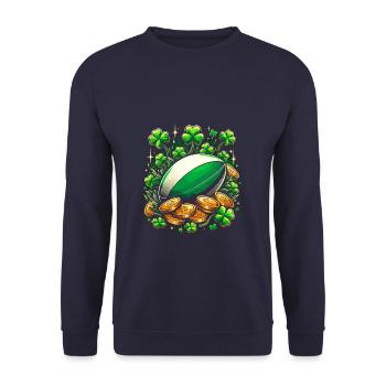 Rugby Kleeblatt St. Patricks Day Schabernack Klee - Unisex Pullover - Navy - Vorne - Alina (178cm) & Michal (187cm)