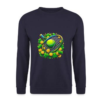 Tennis Shamrock St Patricks Day Shenanigans Clover - Unisex Sweatshirt - navy - Front - Alina (178cm) & Michal (187cm)