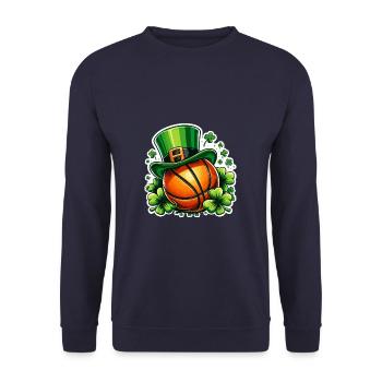 Basketball Clover St Patricks Day Basketballer - Unisex Sweatshirt - navy - Front - Alina (178cm) & Michal (187cm)
