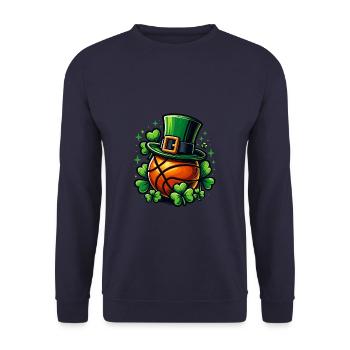 Basketball Clover St Patricks Day Basketballer - Unisex Sweatshirt - navy - Front - Alina (178cm) & Michal (187cm)
