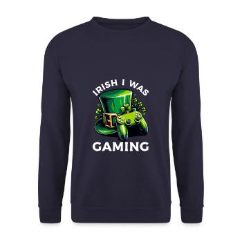 Irish I Was Gaming St Patricks Day Video Gamer - Unisex Sweatshirt - navy - Front - Alina (178cm) & Michal (187cm)