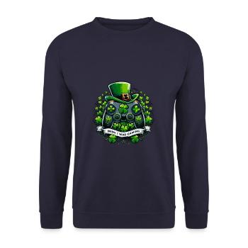 Irish I Was Gaming St Patricks Day Video Gamer - Unisex Sweatshirt - navy - Front - Alina (178cm) & Michal (187cm)