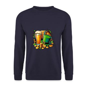 Shamrock irlandais St Patricks Boire de la bière - Sweat-shirt Unisexe - marine - Devant - Alina (178cm) & Michal (187cm)