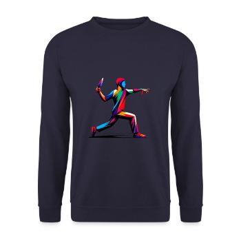 Pop Art Messer Wurf Klinge Werfer Messer Ziel - Unisex Pullover - Navy - Vorne - Alina (178cm) & Michal (187cm)