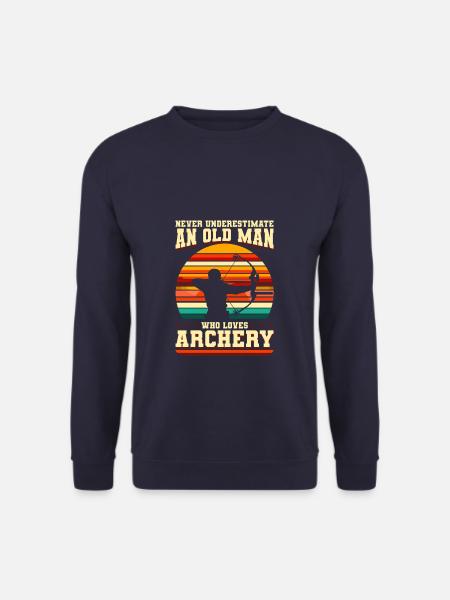Unterschätze niemals einen alten Mann, der das Bogenschießen liebt - Unisex Pullover - Navy