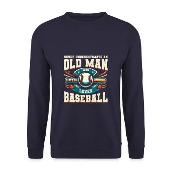Ne sous-estimez jamais un vieil homme qui aime le baseball - Sweat-shirt Unisexe - marine - Devant - Alina (178cm) & Michal (187cm)