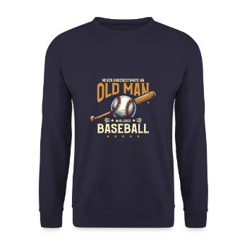 Ne sous-estimez jamais un vieil homme qui aime le baseball - Sweat-shirt Unisexe - marine - Devant - Alina (178cm) & Michal (187cm)