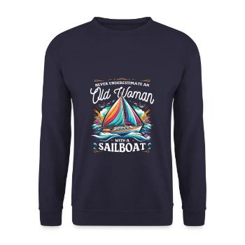 Ne sous-estimez jamais une vieille femme avec un voilier - Sweat-shirt Unisexe - marine - Devant - Alina (178cm) & Michal (187cm)