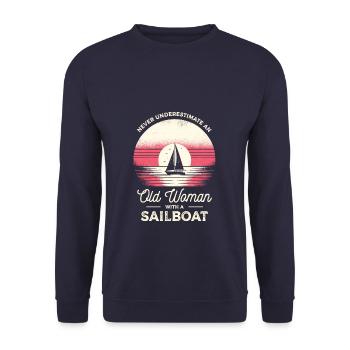 Ne sous-estimez jamais une vieille femme avec un voilier - Sweat-shirt Unisexe - marine - Devant - Alina (178cm) & Michal (187cm)