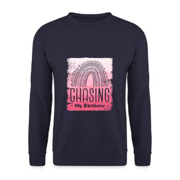 Chasing My Rainbow IVF Transfer Day Infertility - Unisex Sweatshirt - navy - Front - Alina (178cm) & Michal (187cm)